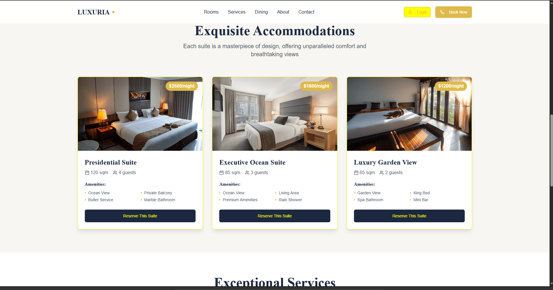Screenshot of Luxe Haven Suite System