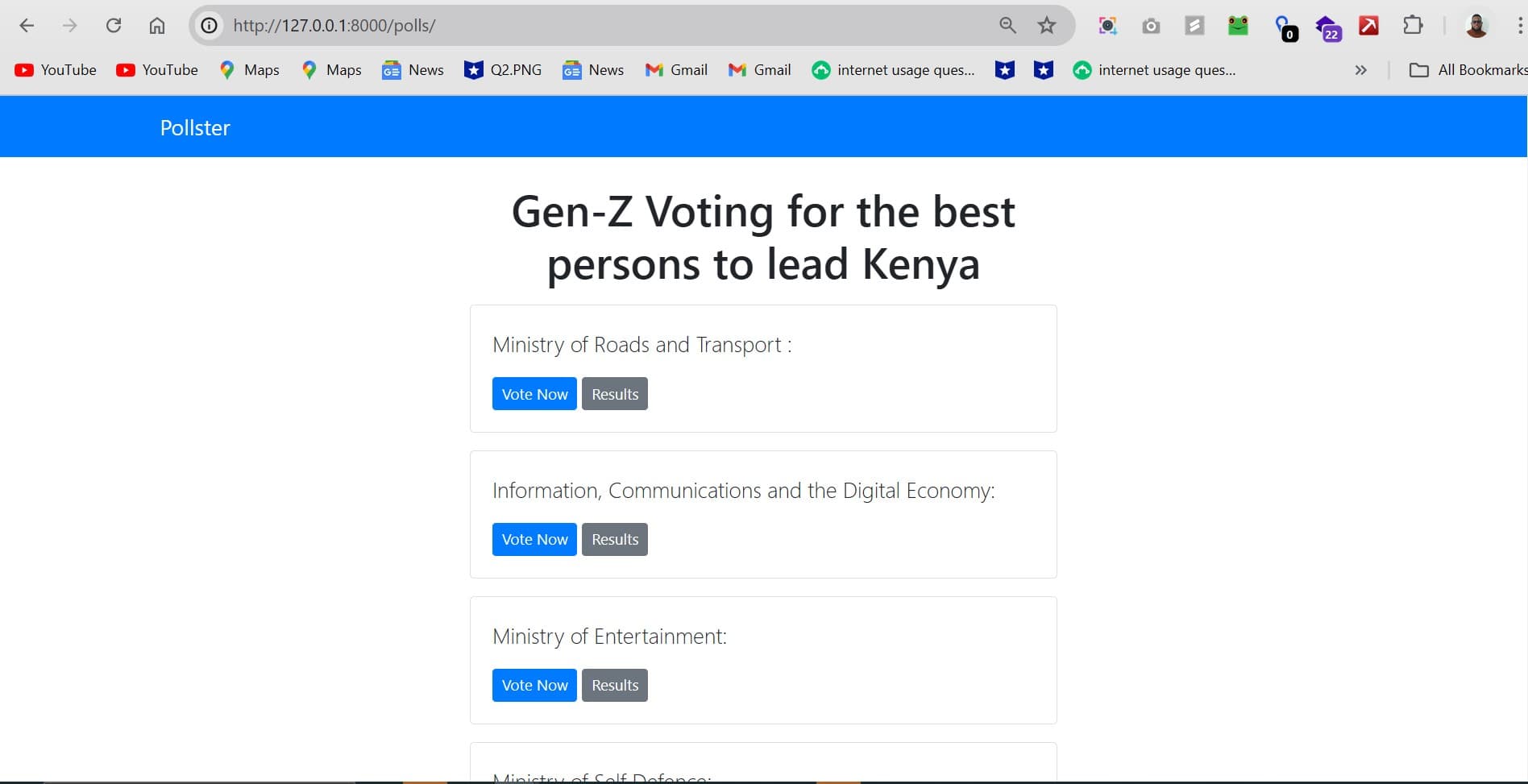 Screenshot of Voting Analytics Platform